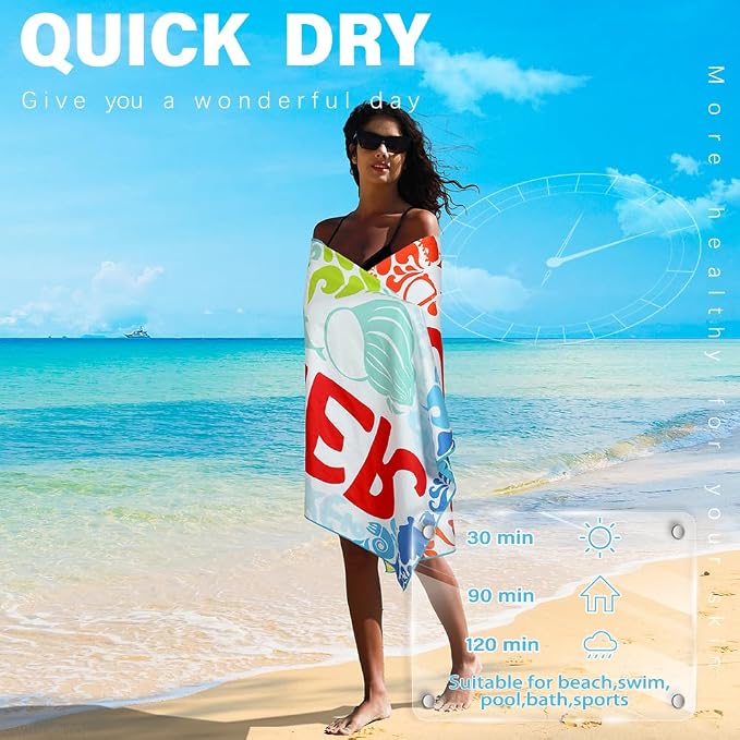 2 Pack Microfiber Lightweight Beach Towel Sand Free Quick Dry Absorbent Thin - Image 5