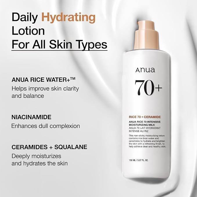 ANUA Rice 70 Intensive Moisturizing Milk, Lotion - Image 3