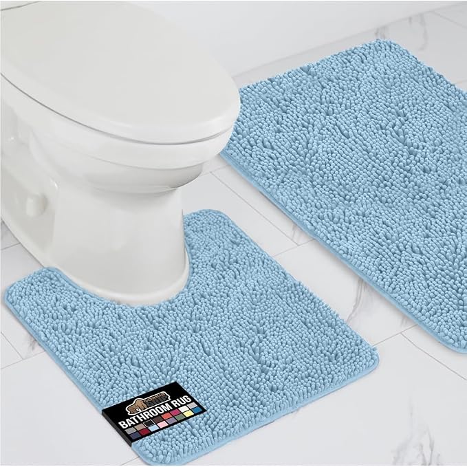 GORILLA GRIP Bathroom Rug Sets, Soft Chenille 2 Piece Area Rugs Set, Toilet by GorillaGrip