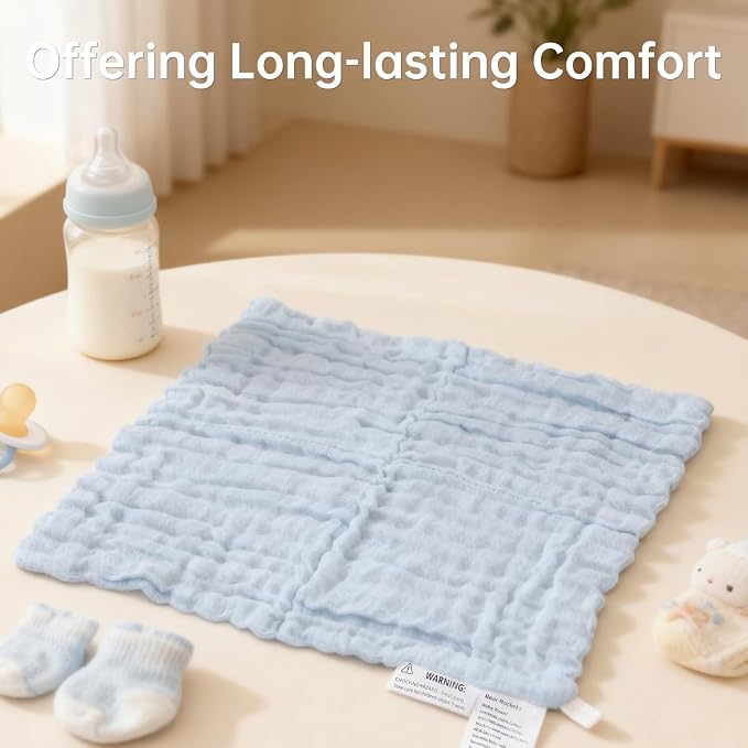 Organic Muslin Baby Washcloths 6 Pack Baby Bath Face Towel 12x12 Inch Extra - Image 4