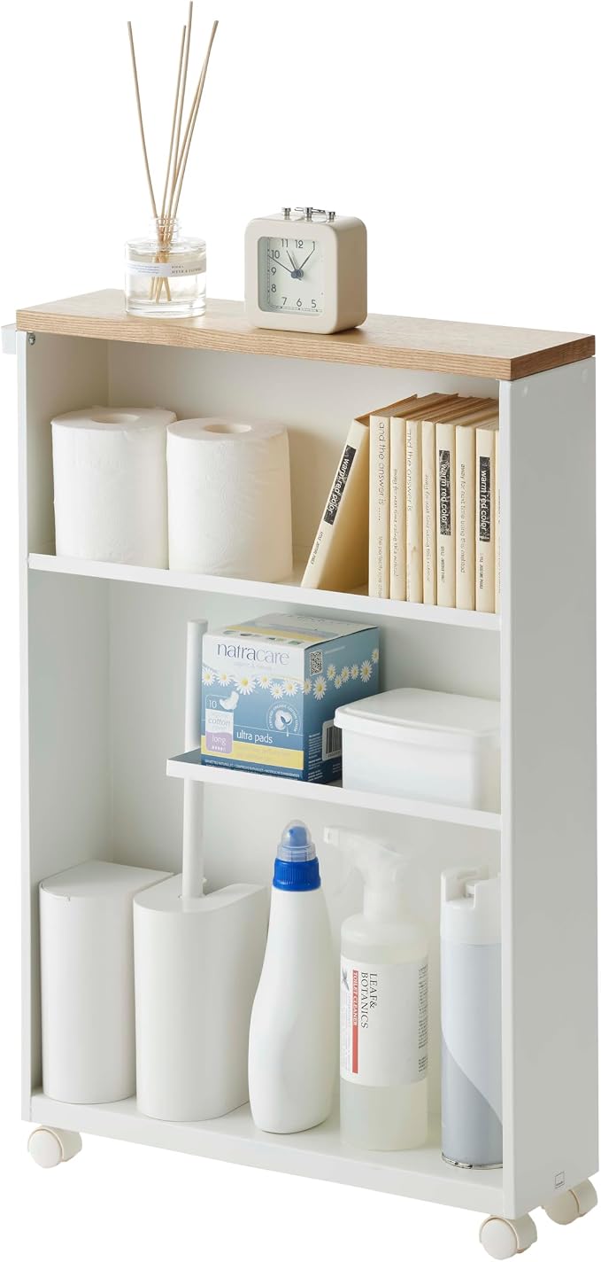 YAMAZAKI Home Slim Rolling Storage Cart – Narrow Bathroom Storage Cabinet by YamazakiHome