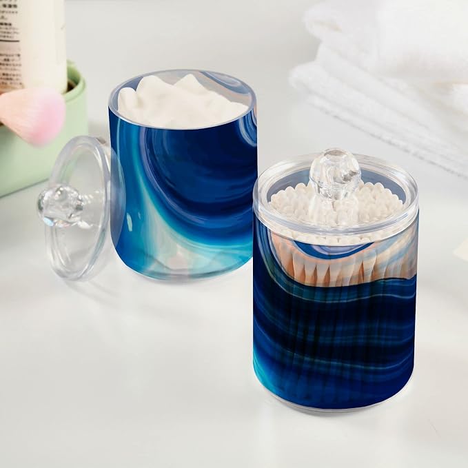 MNSRUU 4 Pack Qtip Holder Organizer Dispenser Marble Bathroom Containers - Image 5