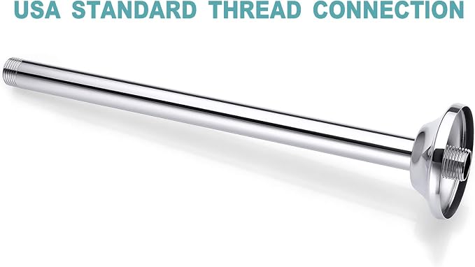BESTILL 12 Inch Ceiling Mount Rain Shower Head Arm and Flange - Image 6