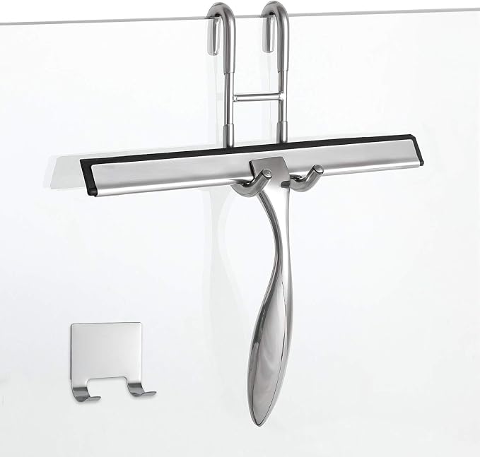 Simtive 10-Inch Shower Squeegee Set, Includes Shower Door Hook and Adhesive Hook by Simtive