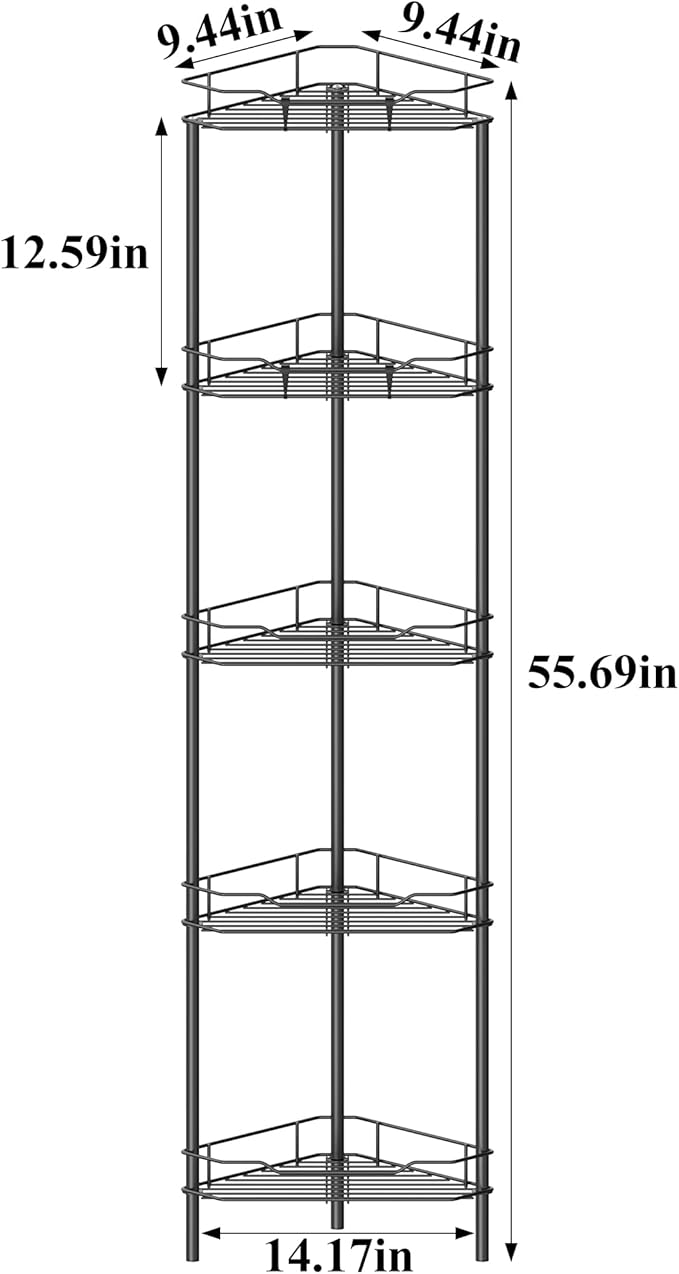 5 Tier Floor Standing Corner Shower Caddy Organizer Shelf - Image 7