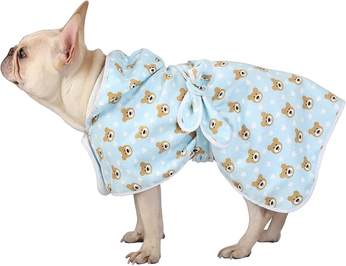 HDE Dog Bathrobe Super Absorbent Quick Drying Puppy Towel Wrap Coat Adjustable - Image 3