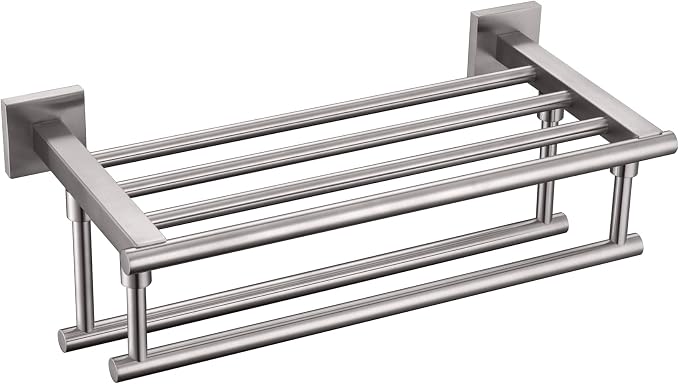 KOKOSIRI Towel Shelf with Double Towel Bars 16 Inches Bathroom Towel Rack Towel by KOKOSIRI