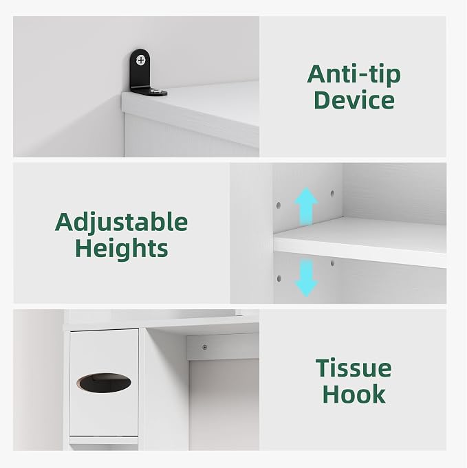 Over The Toilet Storage Cabinet, Freestanding Organizer Toilet Cabinet - Image 3