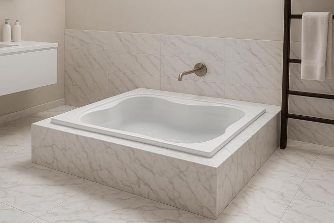 Carver Tubs - TMS7248 - Modern Acrylic Fiberglass Soaking Bathtub - White Two - Image 4