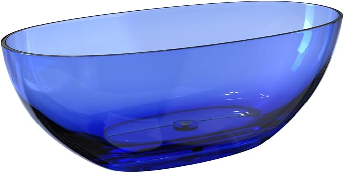 Stone Resin Freestanding Bathtub 61", Elegant Oval Shape Soaking Tub, Solid - Image 8