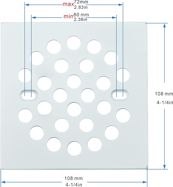 RRAJJ Square Improve 4-1/4 Inch Screw-in Shower Floor Drain Grate Strainer - Image 2