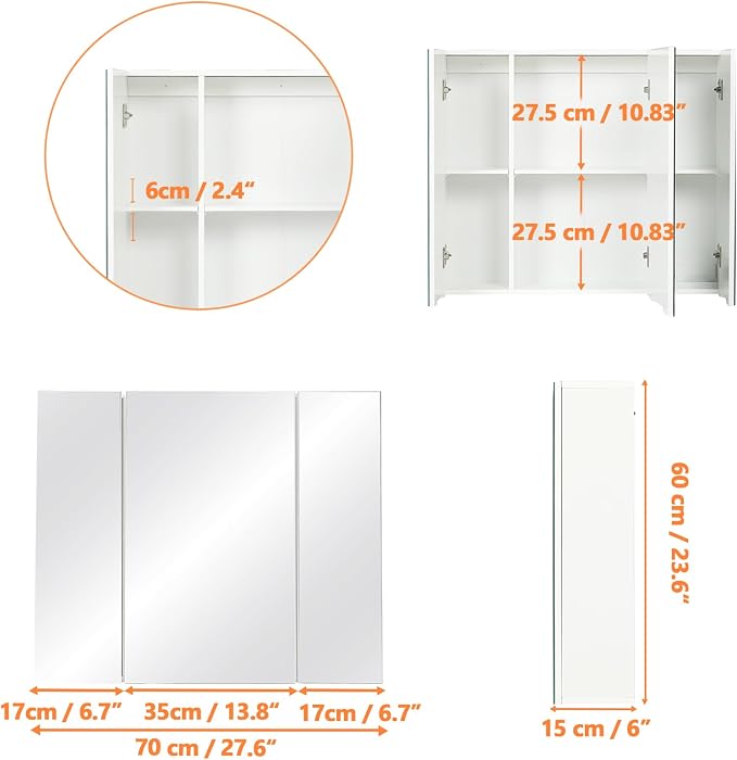 DICTAC Medicine Cabinet Bathroom Mirror Cabinet - Image 3