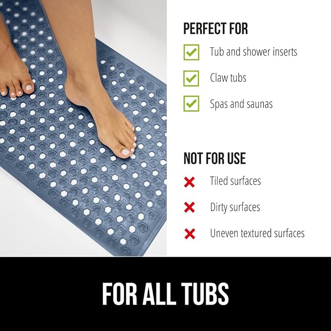 GORILLA GRIP Patented Bath Tub Shower Mat, Machine Washable Bathtub Floor Liner - Image 6