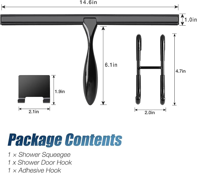Simtive 14-Inch Shower Squeegee Set, Includes Shower Door Hook and Adhesive Hook - Image 4