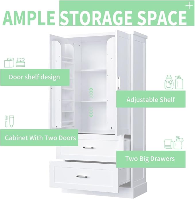 Tall Wide Storage Cabinet, Wood Storage Cabinet - Image 5