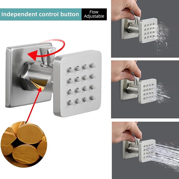 24x32 LED Dual Head Shower System 24"x32" Ceiling Mount Shower Head - Image 7