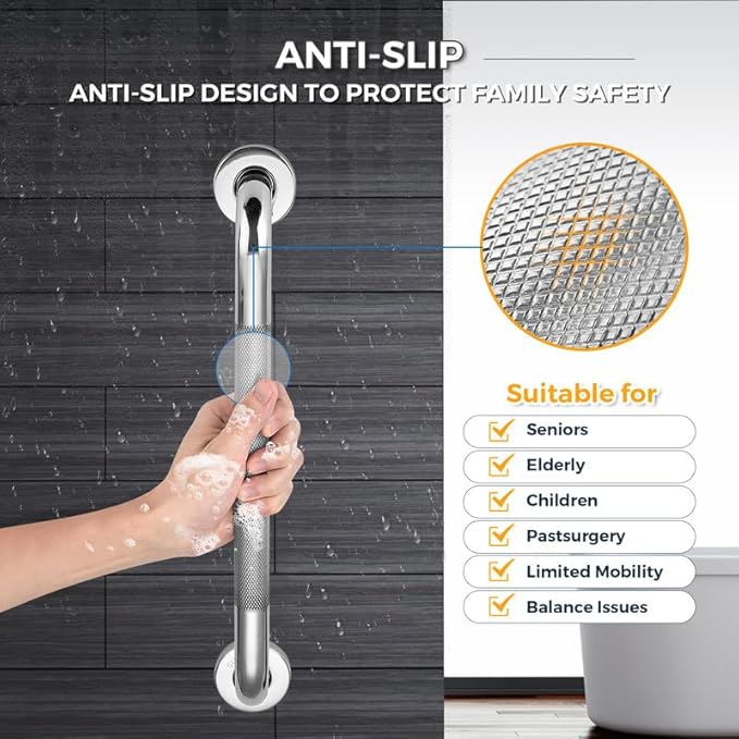 Grab Bars for Shower, 1 Pack 32-Inch Anti Slip Shower Handles for Elderly - Image 3