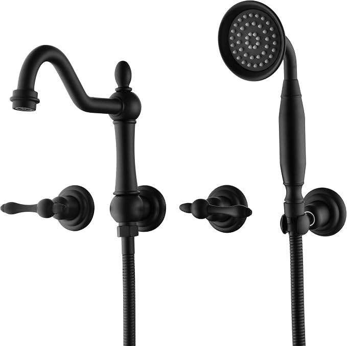 SUMERAIN Matte Black Wall Mounted Bathtub Faucet by SUMERAINFAUCETS