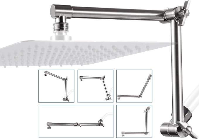 G-Promise 13 Inch Shower Head Extension Arm, Solid Brass Height & Angle by G-Promise