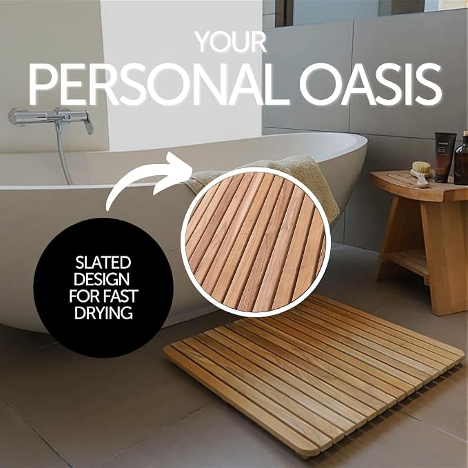 Nordic Style Premium Teak Shower and Bath Mat - Image 5