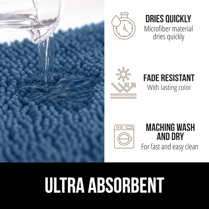 GORILLA GRIP Bath Rug Mat 30x20, Thick Soft Absorbent Chenille, Quick Dry - Image 4