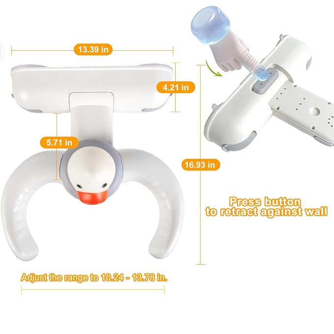 Baby Bath Stand with Pressable Duck Toy, No-Drill Interactive Bath Support with - Image 5