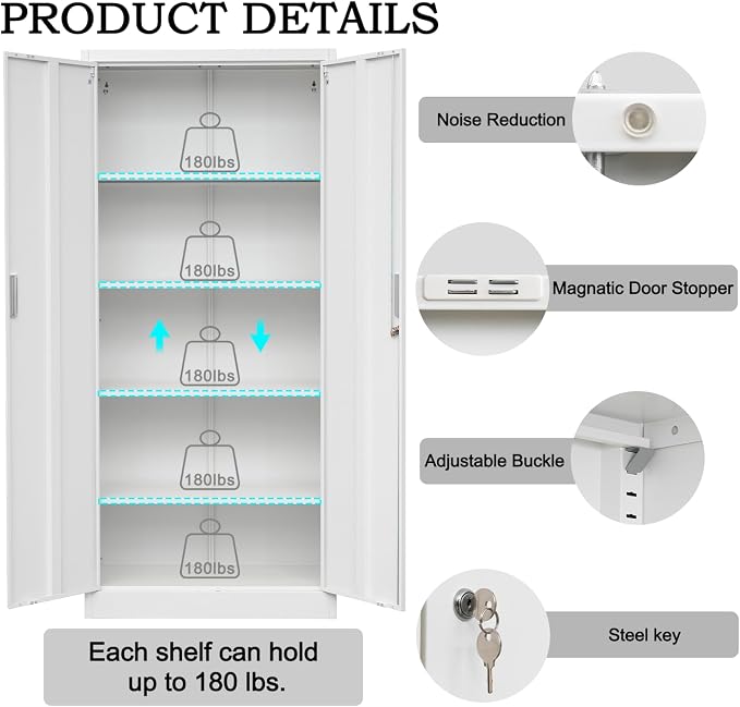 Metal Storage Cabinet, 72 Inch Tall Metal Storage Cabinet - Image 4