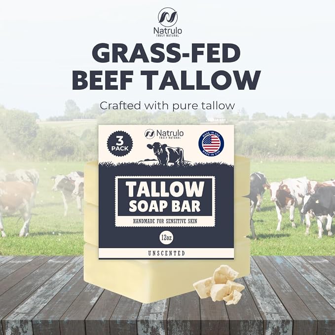 Beef Tallow Soap Bar – All Natural Grass Fed Tallow Soap Unscented – - Image 2