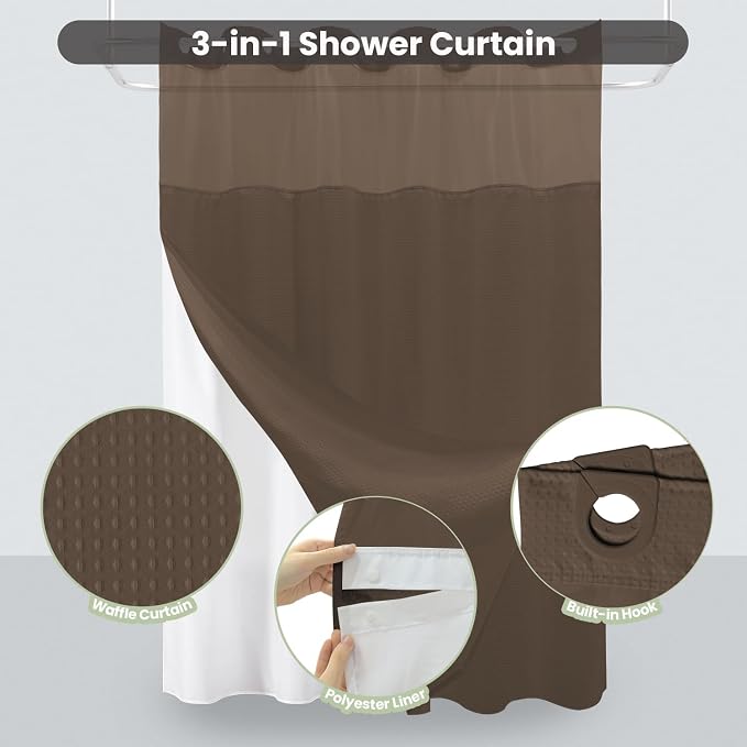 Inhousolu No Hook Shower Curtain - Image 2