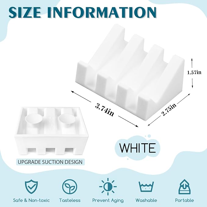 Silicone Soap Dish with Drain, Upgrade Double Suction Cups at The Bottom - Image 2