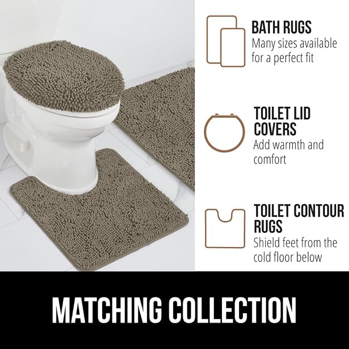 GORILLA GRIP Plush Absorbent Shaggy Chenille Bath Rug Mat - Image 8