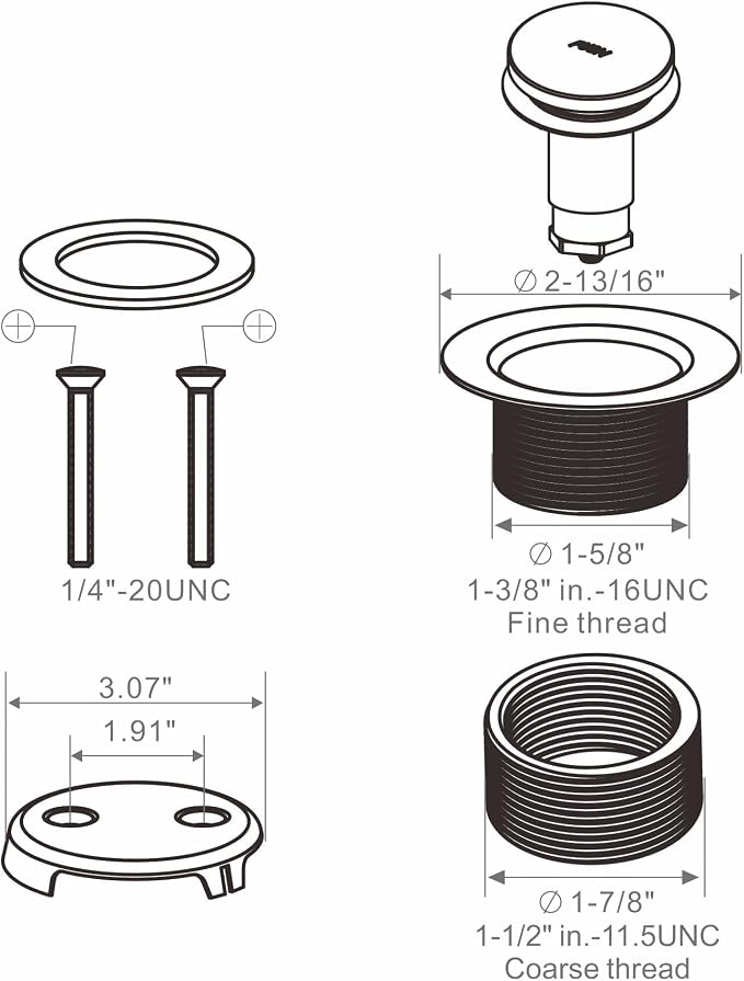 Chrome Tip Toe Bathtub Tub Drain Conversion Kit Assembly, Wellup Tub Drain Trim - Image 6