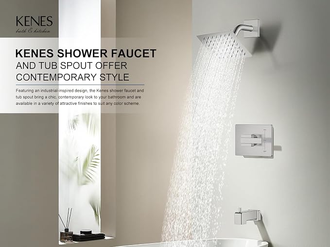 KENES Tub Shower Faucet Set Complete, Brushed Nickel Tub and Shower Trim Kit - Image 2