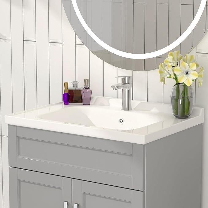 Bathroom Vanity with Ceramic Sink, Bathroom Vanity Cabinet with 2 Doors - Image 7