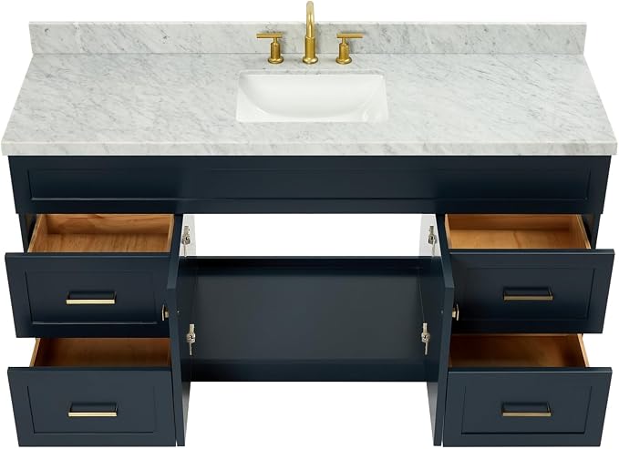 ARIEL Hamlet 67" Midnight Blue Bathroom Vanity, 1.5" Edge Italian Carrara - Image 5