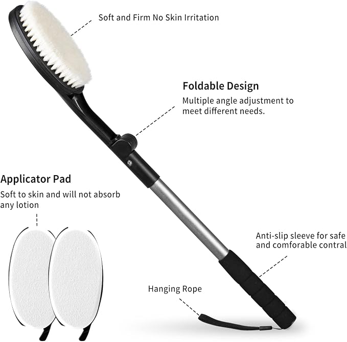 EASACE Body Brush for Back, Lotion Applicator, Long Handle Bath Brush for - Image 2