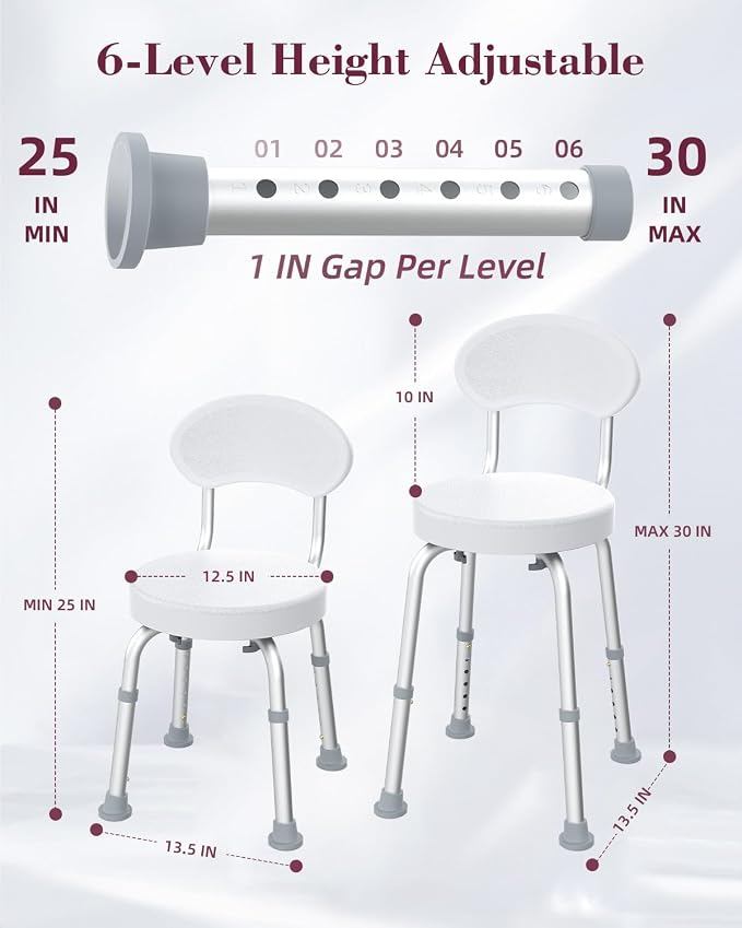Swivel Shower Chair, 360° Non-Slip Shower Seat - Image 6