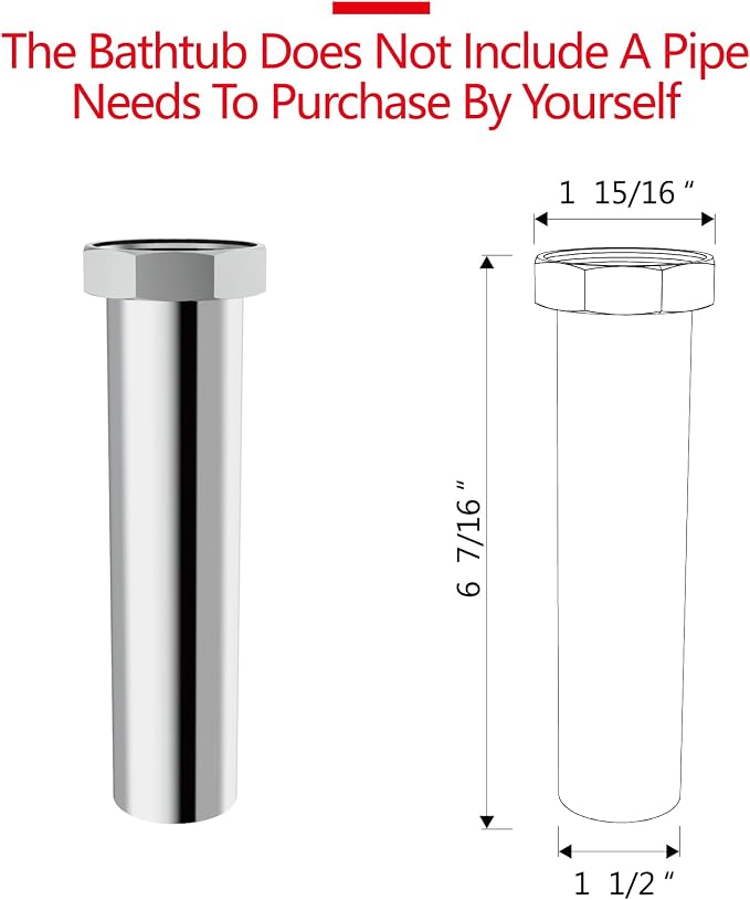 67" Acrylic Free Standing Tub, Stand Alone Tub, Freestanding Bathtub, Soaking - Image 7