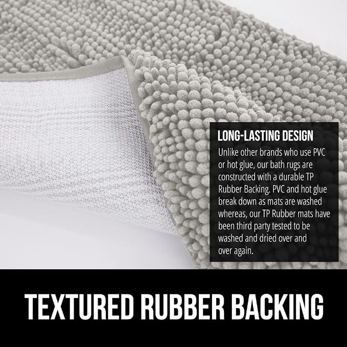 GORILLA GRIP Bath Rug Mat 48x24, Soft Absorbent Chenille, Quick Dry Microfiber - Image 5