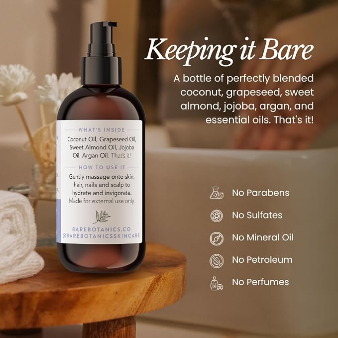 BARE BOTANICS 8 oz Moisturizing Unscented Body Oil - Image 5