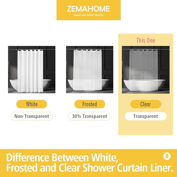 Extra Long Clear Plastic Shower Curtain Liner - Image 5