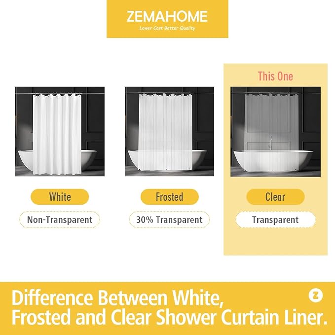 Short Size PEVA Plastic Shower Curtain Liner Premium Light Weight 47" x 64" - Image 5