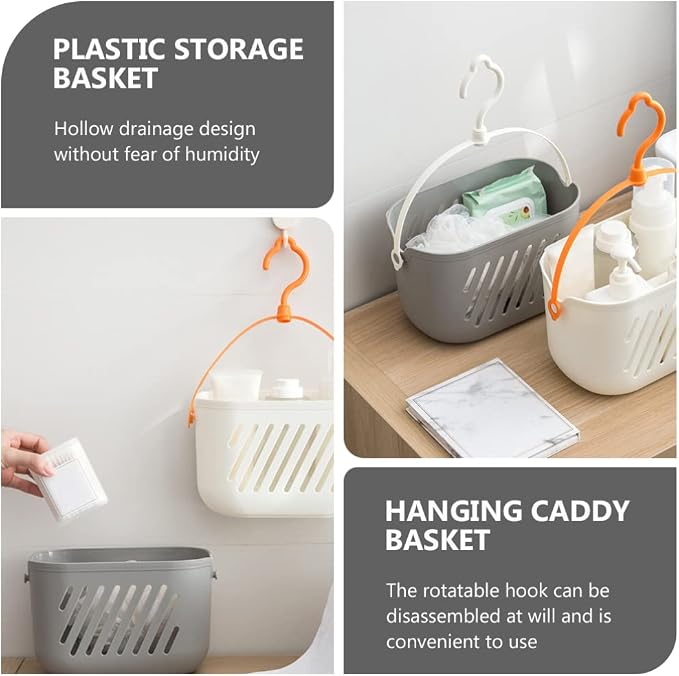 DOITOOL 2Pcs Hanging Shower Plastic Hanging Shower Baskets Portable Kitchen - Image 4