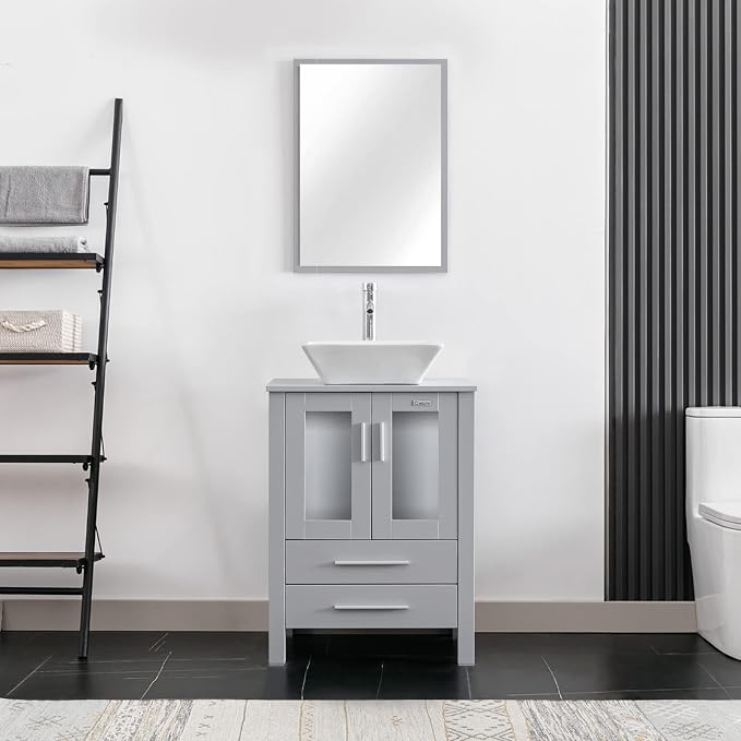 eclife 24" Modern Bathroom Vanity Sink Combo Freestanding Cabinet - Image 2