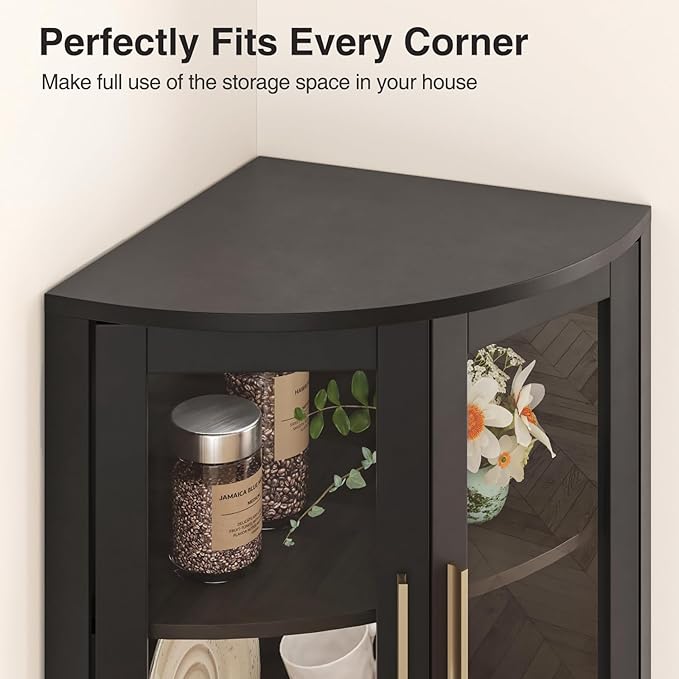 64.9" Tall Corner Cabinet, Modern Fluted Storage Cabinet - Image 6