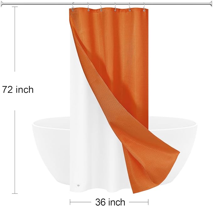 3 in 1 Stall Half Size Burnt Orange Shower Curtain Set-36 W x 72 H, Modern - Image 8