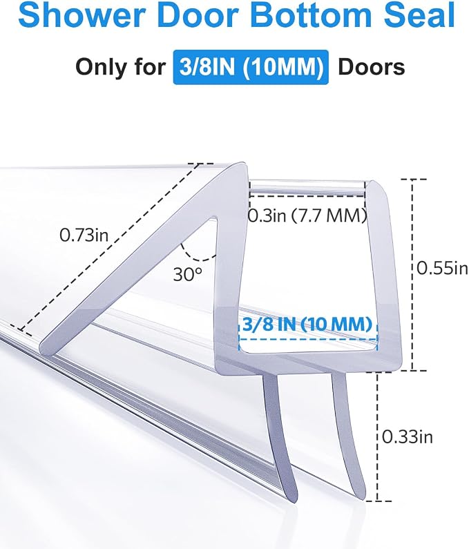 Shower Door Bottom Seal, Frameless Glass Doors Seal Strip - Image 2