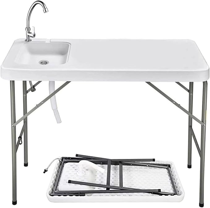 Folding Fishing Cleaning Table, 4ft Portable Foldable Camping Outdoor Tables by LWWJJ