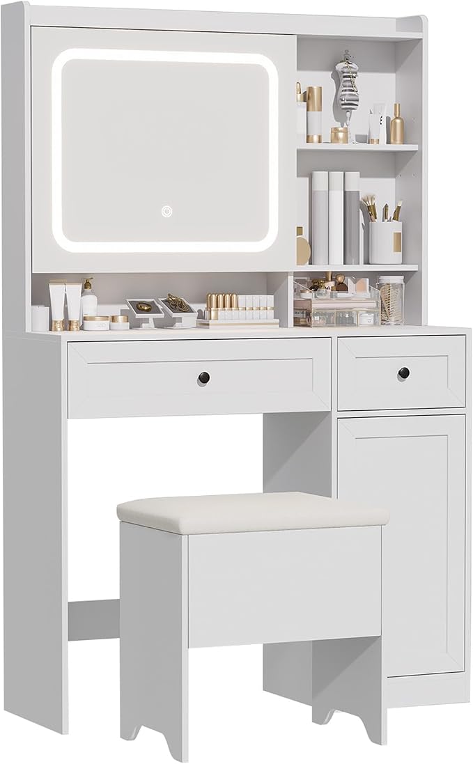 Vanity Table with Hidden Storage & LED Mirror - Image 7