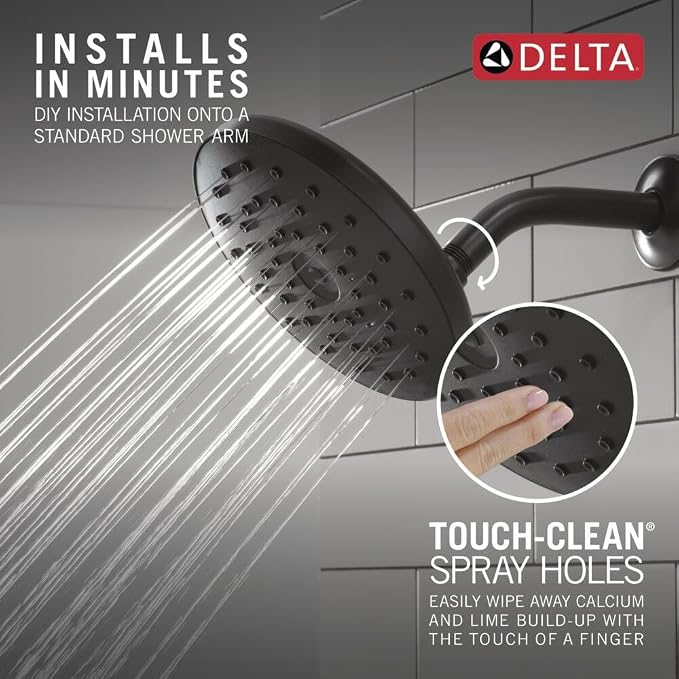 Delta PivotPro Matte Black Rain Showerhead, Single Setting 7 Inch Round Shower - Image 3